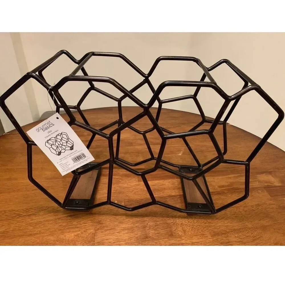 12 Bottle Geometric Metal Wine Storage Rack